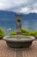 stone fountain, Lake Geneva, Switzerland.