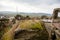 Stone gothic ruins of old rock medieval castle Valecov in sunny winter day before Christmas, ancient fortress on the top of the