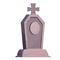 Stone grave, memorial in cartoon style isolated on white background. Funeral, cemetery object. Afterlife monument.