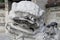 Stone Guardian Lion Statue on the territory Giant Wild Goose Pagoda