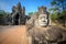 Stone guardians on a bridge at the entrance to a temple in siem reap,cambodia 2