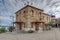 Stone house and old boat in Ammouliani island, Athos, Chalkidiki, Greece