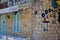 Stone houses in narrow street in Alacati cesme, izmir