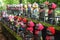 Stone Jizo statues, patrons of unborn children, at Zozo-ji Temple in Japan