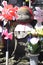 Stone Jizo statues, patrons of unborn children, at Zozo-ji Temple in Japan