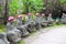 Stone Ksitigarbha statues in Daishouin temple, Miyajima Island, Japan