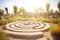 stone labyrinth in a serene setting under gentle sunlight