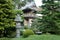 Stone Lantern by Japanese Garden Entrance