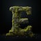 Stone letter E. Symbol of alphabet made of strong solid granite, rocks and debris. Typographic font generated by AI