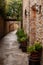 Stone-lined path in the old town of San Donato, Italy.