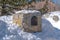Stone mailbox of house in the residential community of Park City Utah in winter