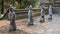 Stone mandarin sculptures in the forecort preceding the Stele Pavilion in Tu Duc Royal Tomb, Hue, Vietnam