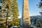 Stone monument of Adalbert Stifter at the PlÃ¶ckenstein Plechy mountain above Plesne Lake in the Bohemian Forest, Sumava