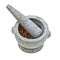 Stone mortar and pestle with crushed pepper