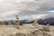 Stone mounds on top of Sass Pordoi. Dolomites. Italy.