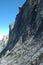 Stone mountainside in valley nearby Grindelwald in Switzerland.