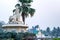 Stone novel lion statue look to Wat Jong Klang pagoda