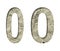 Stone numeral zero, 0 cut out of white paper on the background of the texture of natural stone close-up, decorative font