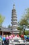 Stone pagoda at entrance to Haedong Yonggungsa Temple, a Buddhist temple and attractions in Busan, South Korea