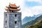 The Stone Pagoda and pavilion in Temple on Fansipan mountain peak the highest mountain in Indochina