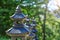 Stone pagodas lanterns as traditional asian architecture, found in Buddhist temples and Chinese gardens. Lantern as rock garden