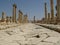 Stone path of a column lined street in the Roman city of Jerash, Jordan