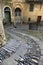 A stone path through the houses in the witches village of Triora, Imperia, Liguria, Italy