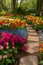 Stone path winding in a garden