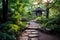 stone pathway leading to a serene zen garden
