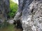 Stone pathway on rocky wall in Cheile Rametului