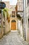 Stone paved ancient street in Erice, Sicily, Italy