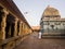 A stone paved courtyard at the ancient Hindu temple of Shri Abhirami in the
