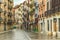 Stone paved streets in Pamplona Spain