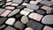 Stone pavement background granite rock textured cobbled street surface pebble paving rough brick floor sidewalk urban cobble