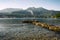 Stone pier in the calm blue see at sunny day