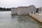 Stone piers and stone wall in a sea in port of Adriatic sea