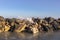 Stone piles on the shores of the Mediterranean Sea