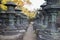 Stone pillar lanterns pathway in Nikko, Japan