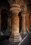 Stone pillars of Badami having ancient indian architecture.