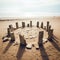 a stone pillars in the sand