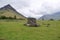 Stone pillars with Yewbarrow back left, Lake District