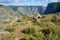 Stone pyramides in Altai mountains over river Chulyshman valley