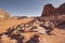 Stone Pyramids in the Wadi Rum Desert Jordan