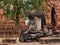 Stone remains of Buddha sculpture at Wat Phra Sri Sanphet. Ayutthaya, Thailand.