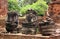 Stone remains of Buddha sculptures at Wat Phra Sri Sanphet. Ayutthaya, Thailand.