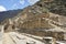 Stone remains at The Ollantaytambo Sanctuary, historical Inca site. During the Inca Empire the royal estate of Emperor Pachacuti.