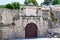 Stone roman gate in the wall of Five Wells Square, in the old town of Zadar, Croatia