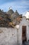 Stone roof trullo, plants on the roof, fragment