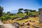 A stone ruin of the city Pompei near volcano Vesuv