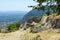 Stone ruins buildings at mystras town, Peloponnese, Greece